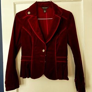 Dark red cord peplum jacket